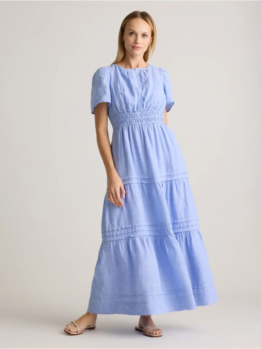 NWOT Quince Euro Linen Blue Maxi Dress